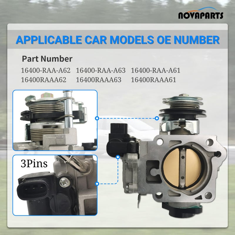 NOVAPARTS جسم الخانق NOVAPARTS لسيارة هوندا أكورد 2003 2004 2005 هوندا إليمنت 2003 2004 2005 2006 2.4L 16400RAAA61 16400RAAA62 16400RAAA63 16400PZDA13 - Image 3